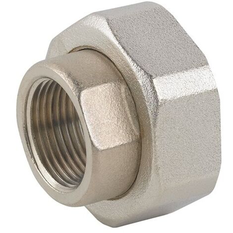 RACCORDO IN 2 PZ FF PER POMPA IN OTTONE NICHELATO CON GUARNIZIONE 3/4" x 1"1/4