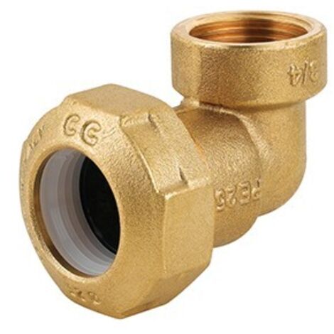 GOMITO FEMMINA IN OTTONE PER TUBO PE Misura: 1/2" X 20