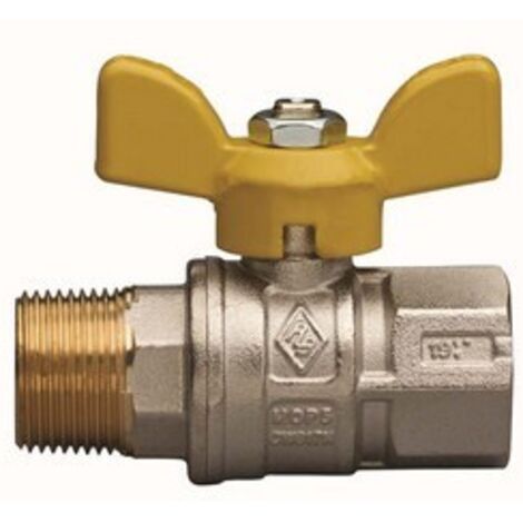 VALVOLA A SFERA PER GAS A PASSAGGIO TOTALE FIL. MF CON FARFALLA 1" DN 25 RB