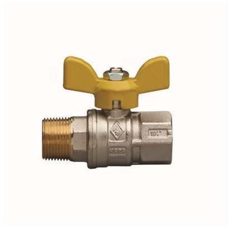 VALVOLA A SFERA PER GAS A PASSAGGIO TOTALE FIL. MF  CON FARFALLA 3/4" DN 20 RB