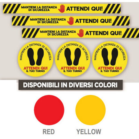 Adesivi segnaletica da pavimento per distanza di sicurezza tondo rosso
