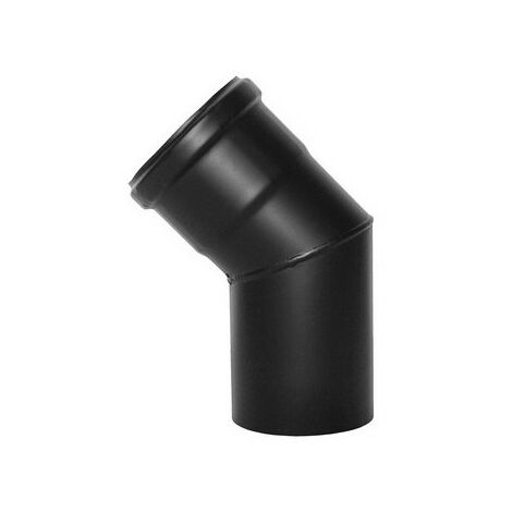 BLACK CURVA a 45° PER TUBO STUFA A PELLET NERO D.80 mm IN ACCIAIO SMALTATO  NERO