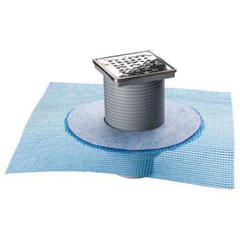 First Chiusino in ABS 100x100 mm completo di sifone anti-odore con rete preassemblata e griglia inox con scarico orientabile 180o 50 mm