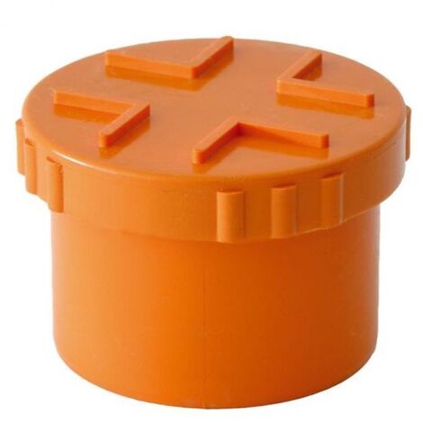 RACCORDO IN PVC - TAPPO A VITE PER TUBO ROSSO, ARANCIO 125 mm