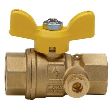 VALVOLA A SFERA PER GAS A PASSAGGIO TOTALE C/PRESA PRESSIONE FF 1" RB