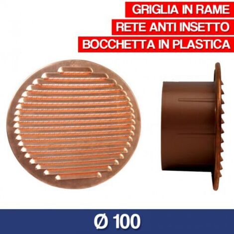 griglia di aerazione 100 mm ad incasso tonda in rame coccaccio PVC