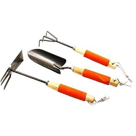 KIT attrezzi da giardino Trapiantatore Mini Forca Rastrello Coltivatore 3 denti (1/3)