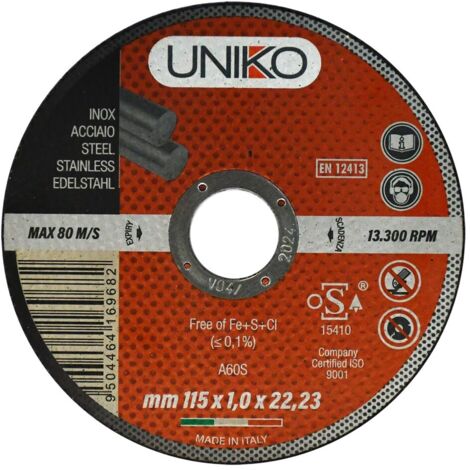 MOLA ABRASIVA PER INOX/FERRO ø 115 x 1,6 - set 5 pezzi UNIKO (1/2)