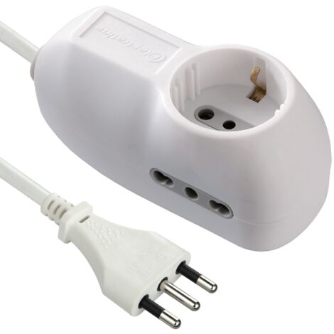Electraline 62024 Multipresa 3 posti 1 schuko 2 bivalenti 10/16A - cavo 1 m