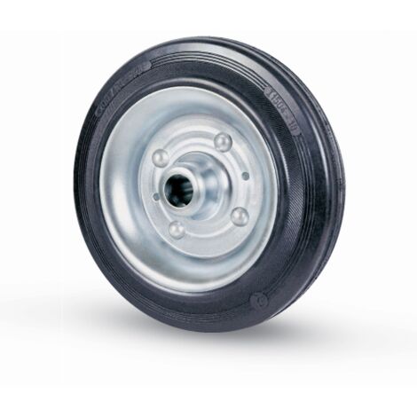 RUOTA GOMMA NERA 112 AVO - DISCO ACCIAIO + CUSCINETTI A RULLI D.MM 100X30 - 4 pezzi
