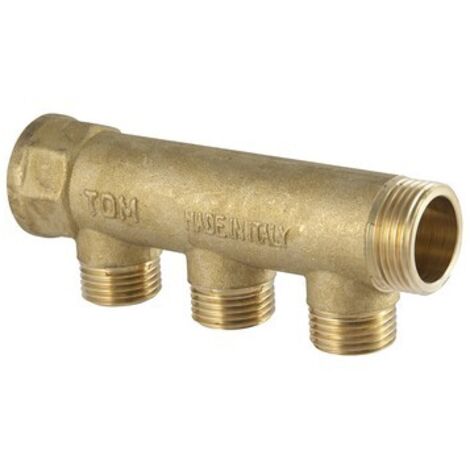 COLLETTORE LINEARE IN OTTONE GIALLO USCITA 3/4 EUROCONO 1" x 3/4 3 Vie