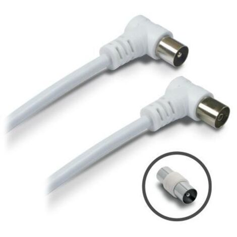 Cavo TV 9,52mm a gomito mas/fem + adattatore mas/mas 5 m - bianco