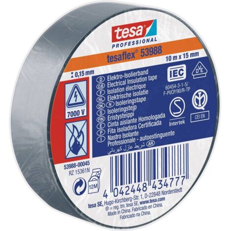 NASTRO ISOLANTE 'PROFESSIONAL 53988' mm. 15 x 10 mt - grigio (1/2)