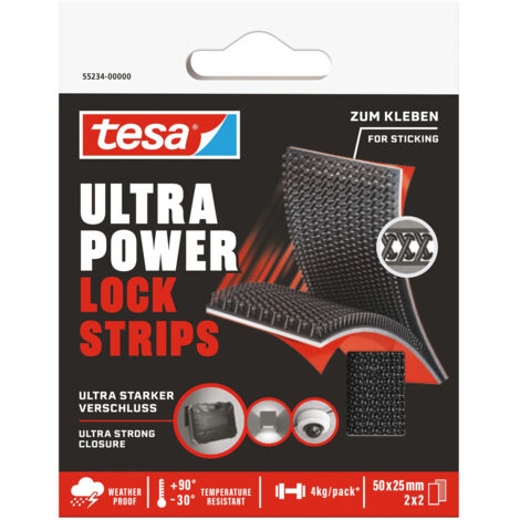 VELCRO ADESIVO ULTRA POWER LOCK STRIPS 55234 TESA - NERO MM 25X50 CF=PZ 4 - 2 confezione (1/5)