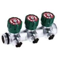COLLETTORE 90° FASATO CON VITONI E DISCHETTO 1/2 3/4" 2 vie 1/2