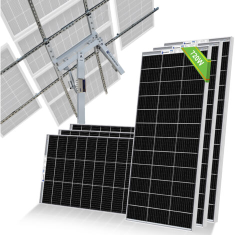 ECO-WORTHY 720W Bifaziale Solarmodul Solarpanel Kit Tracking System Dual Axis (Increase 40% Power) with Tracker Controller für Solaranlage