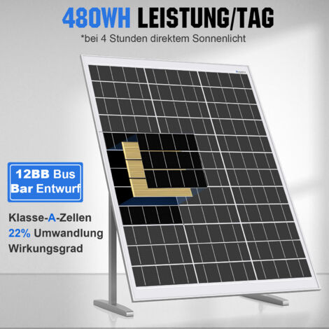 ECO-WORTHY 120W Solarpanel kit Off-Grid System: 1 Stuck 120W monokristalline Solarmodule mit 30A LCD Laderegler + Solarkabel + Montageklammern für Wohnmobil, Camping