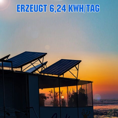 ECO-WORTHY 6kWh/Tag Solaranlange komplettset 1560W 24V netzunabhängig für Wohnmobil:8pcs 195W Bifaziale Solarpanel+60A MPPT Laderegler+4 Stücke 100Ah Lithium Batterie+3000W 24V Wechselrichter