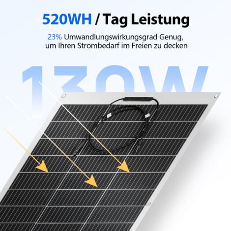 ECO-WORTHY 130W 12V Flexibel Solarpanel Mono Solarmodul Charger für Wohnmobile Camper Van Boote und Balkonkraftwerk