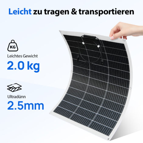 ECO-WORTHY 260W 12V Flexibel Solarpanel Monokristallin Solarmodul Photovoltaik für Wohnmobile Camper Van Boote und Balkonkraftwerk