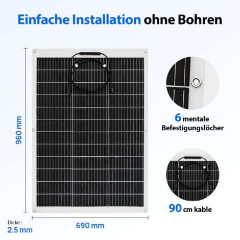 ECO-WORTHY 260W 12V Flexibel Solarpanel Monokristallin Solarmodul Photovoltaik für Wohnmobile Camper Van Boote und Balkonkraftwerk