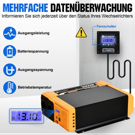 ECO-WORTHY 3kWh solaranlage 720W 12V Solarpanel Kit mit Wechselrichter Solarmodul System für netzunabhängige Wohnmobile: 6 Stücke 120W Solarmodul + 60A Laderegler + 2000W 12V Solar Wechselrichter