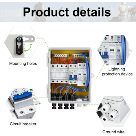 [NEUWERTIG] ECO-WORTHY 4-saitiger Solar Combiner Box überspannungsschutz Easy Connect For Solarpanel Kit