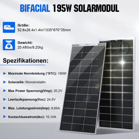 ECO-WORTHY 9,36kWh Solaranlange 2340W 48V Solarpanel Off Grid Kit für Wohnmobile/Privathaushalte: 12 Stücke 195W Bifaziale Solarpanel + 5000W 48V All-in-One Solar Wechselrichter