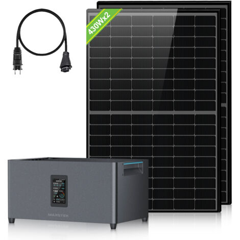 ECO-WORTHY Balkonkraftwerk mit Speicher, 2,56kwh Marstek Jupiter C+ Stromspeicher,2×430W Solarpanels,4 MPPTs (PV Max 2400W),Plug&Play Installation, Solaranlage Komplettset für Dach Haus Balkon Garten