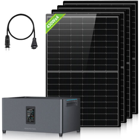 ECO-WORTHY Balkonkraftwerk mit Speicher, 2,56kwh Marstek Jupiter C+ Stromspeicher,4×430W Solarpanels,4 MPPTs (PV Max 2400W),Plug&Play Installation, Solaranlage Komplettset für Dach Haus Balkon Garten