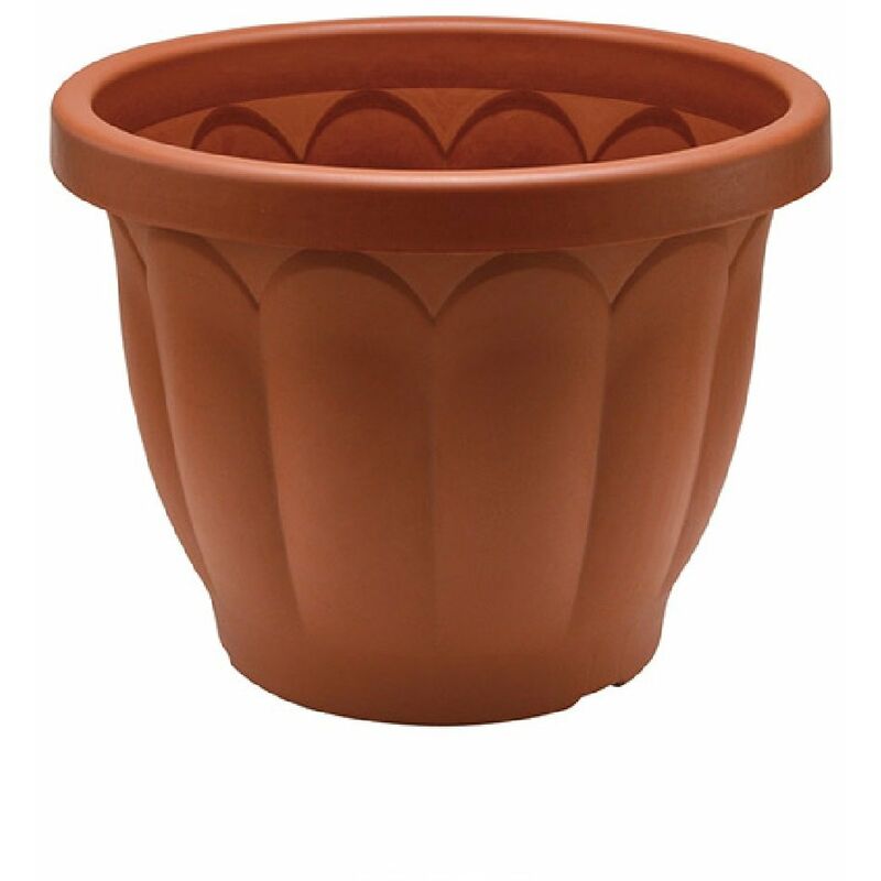 Vaso tondo in plastica color terracotta diam 25 cm fiori piante giardino  rotondo dorico