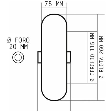 Ruota Antiforatura Gialla 260x85mm Asse Decentrato Foro 16mm - WERKA PRO Per Carrelli
