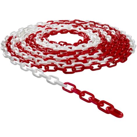 Catena Di Delimitazione In Plastica Bianca/rossa - Spessore 8mm, Lunghezza 25 Metri, Per Cantieri, Sicurezza, Eventi