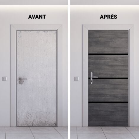 NORDLINGER PRO Kit de rénovation pour porte intérieure RENO'PORTE Décor gris agate 890512 - 4 feuilles de placage 85 x 50 cm & 3 profils noirs 85 x 2 cm