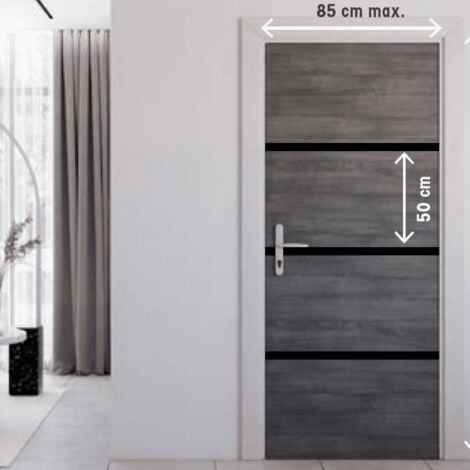 NORDLINGER PRO Kit de rénovation pour porte intérieure RENO'PORTE Décor gris agate 890512 - 4 feuilles de placage 85 x 50 cm & 3 profils noirs 85 x 2 cm