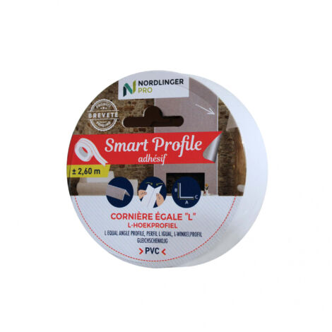 Nordlinger – Profilé PVC adhésif blanc 260cm – Dimensions 20x20mm – Fixation facile pour habillage et finition intérieure – Protection contre chocs