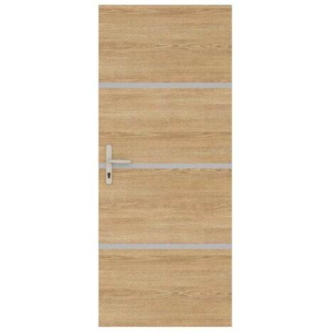 Nordlinger – Kit rénovation porte décor chêne – Feuilles en bois 85x50cm – Profils aluminium 85x2cm – Made in France – Installation rapide