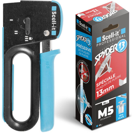 SCELL IT Pack Pince OPTEE avec 25 Chevilles SPYDER13 M5 pour Plaques BA13