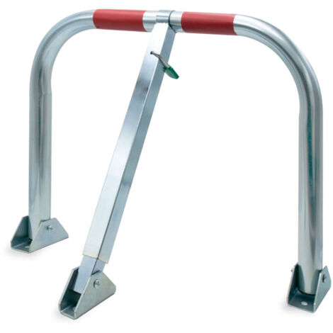 Nordlinger – Barrière de parking rétractable en acier galvanisé 58x48x52 cm – Cadenas inclus – Fixation sur sol dur – Bandes réfléchissantes