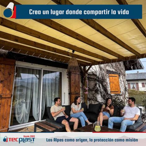 Tecplast Telo Per Pergola Impermeabile In PVC, Bianco Crema, 3x6 M, Garanzia 5 Anni LP506PR - 6