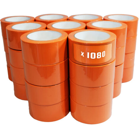 Lote de 1080 Cintas adhesivas naranja de PVC 50 mm x 33 m para el sector de la construcción - Cinta adhesiva TECPLAST