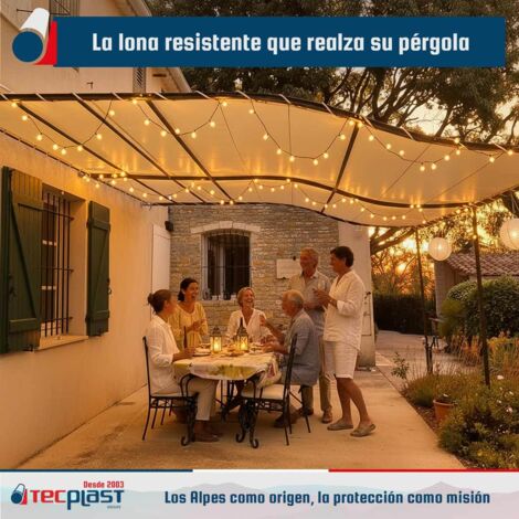 TECPLAST Toile Pergola Micro-Perforée 2,5x3 M Grise - Garantie 5 Ans Mp460pr Bache Pvc Permeable Made In France 88198806
