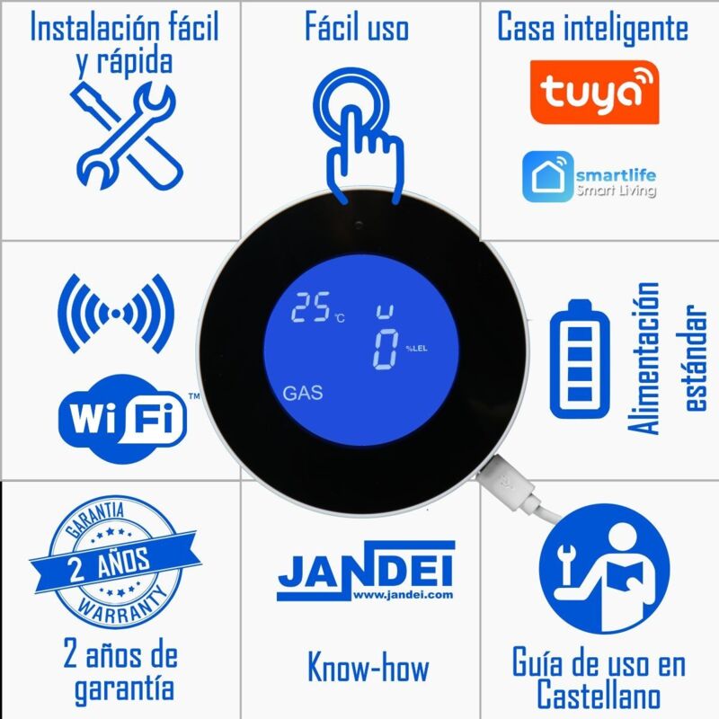 1 Détecteur De Détection De Gaz Tuya Smart Wifi, Fuite De Charbon