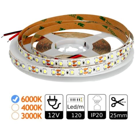Jandei - Bande LED 12V 6000K 120 LED/mètre intérieur IP20 SMD2835 Bobine 5 m Bande LED 12V (1/4)