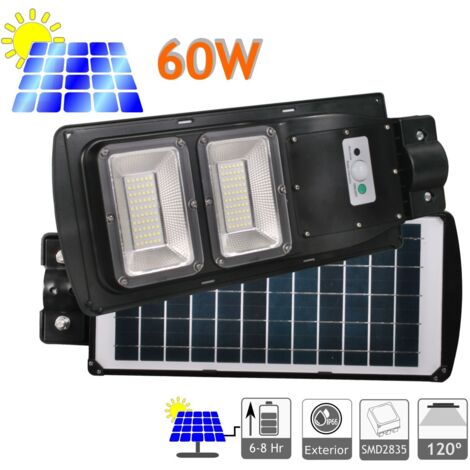 Jandei - Lampadaire solaire LED 60W avec capteur 950 Lm extérieur 120 LED 6500K Lithium-Ion avec télécommande Lampadaire solaire LED