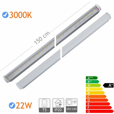 Jandei - Tube LED T5 22W 1500mm 3000K avec supports et câble