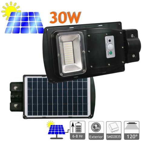 Jandei - Lampadaire LED 610 Lumens 30W Solaire Extérieur 60 LED 6500K Lithium-Ion Télécommande Solaire LED Lampadaire
