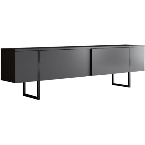Meuble TV en Anthracite et Noir avec Pieds en Métal, 180x50x30 cm, Pour Salon ou Salle de Cinéma à Domicile