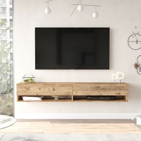 Meuble TV en Pin Atlantique, 180x29,1x31,6 cm, Pour Salon ou Chambre à Coucher