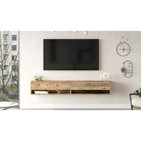 Meuble TV en Pin Atlantique, 180x29,1x31,6 cm, Pour Salon ou Chambre à Coucher